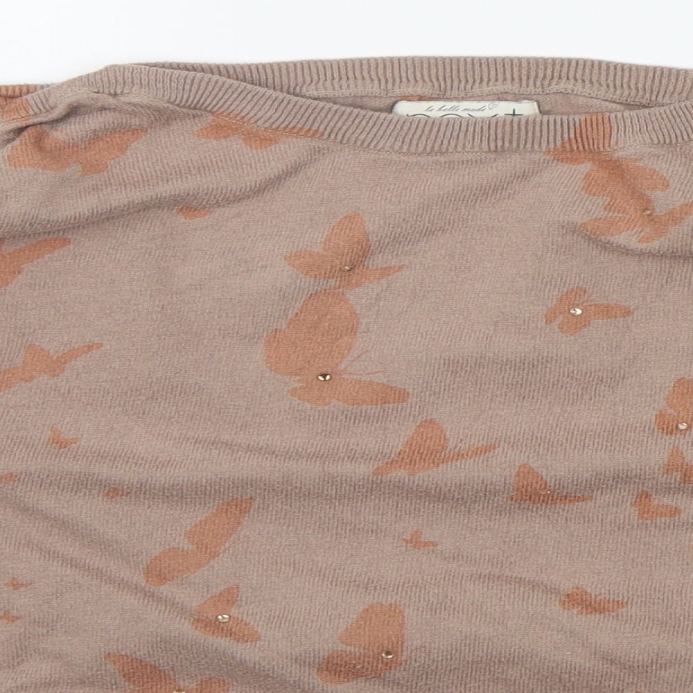 NEXT Womens Beige Geometric  Pullover Jumper Size 14