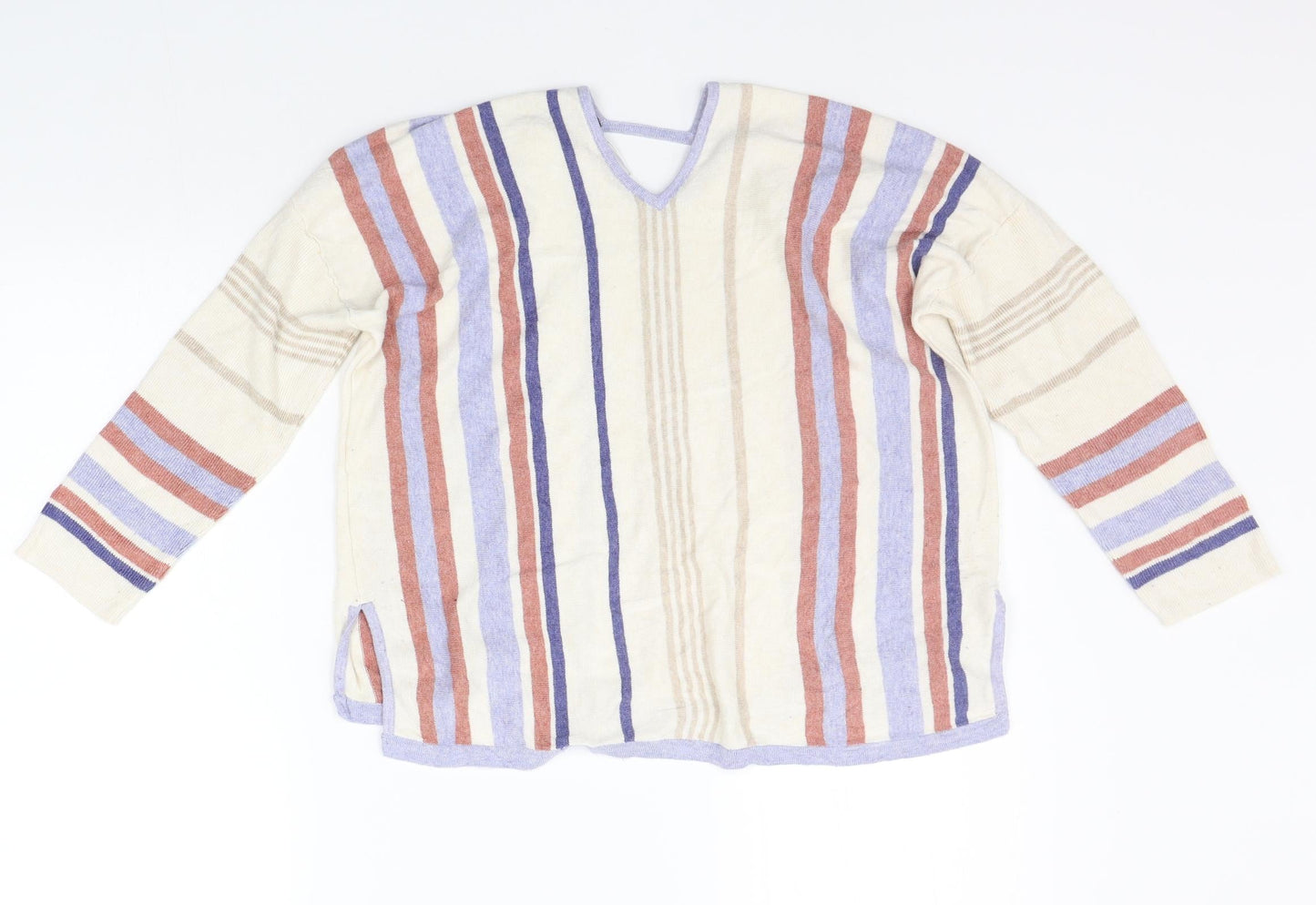 Marks and Spencer Womens Beige Striped  Pullover Jumper Size 14