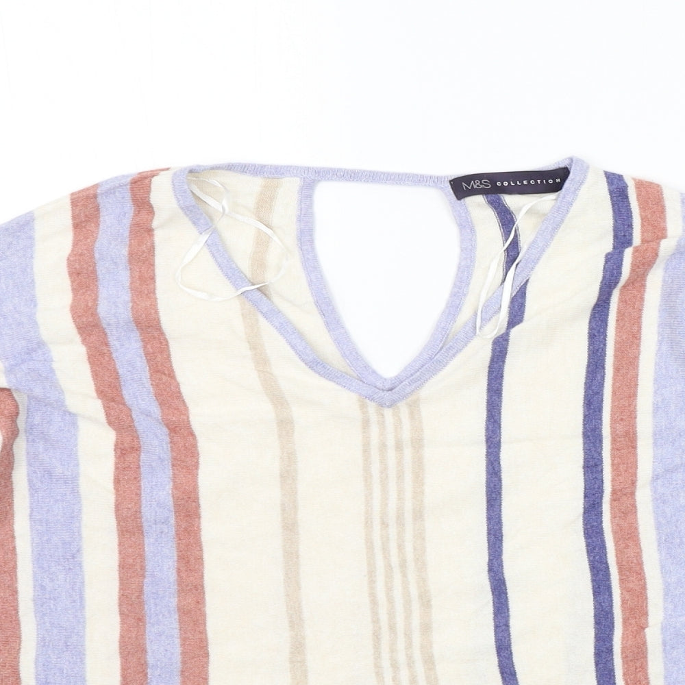 Marks and Spencer Womens Beige Striped  Pullover Jumper Size 14