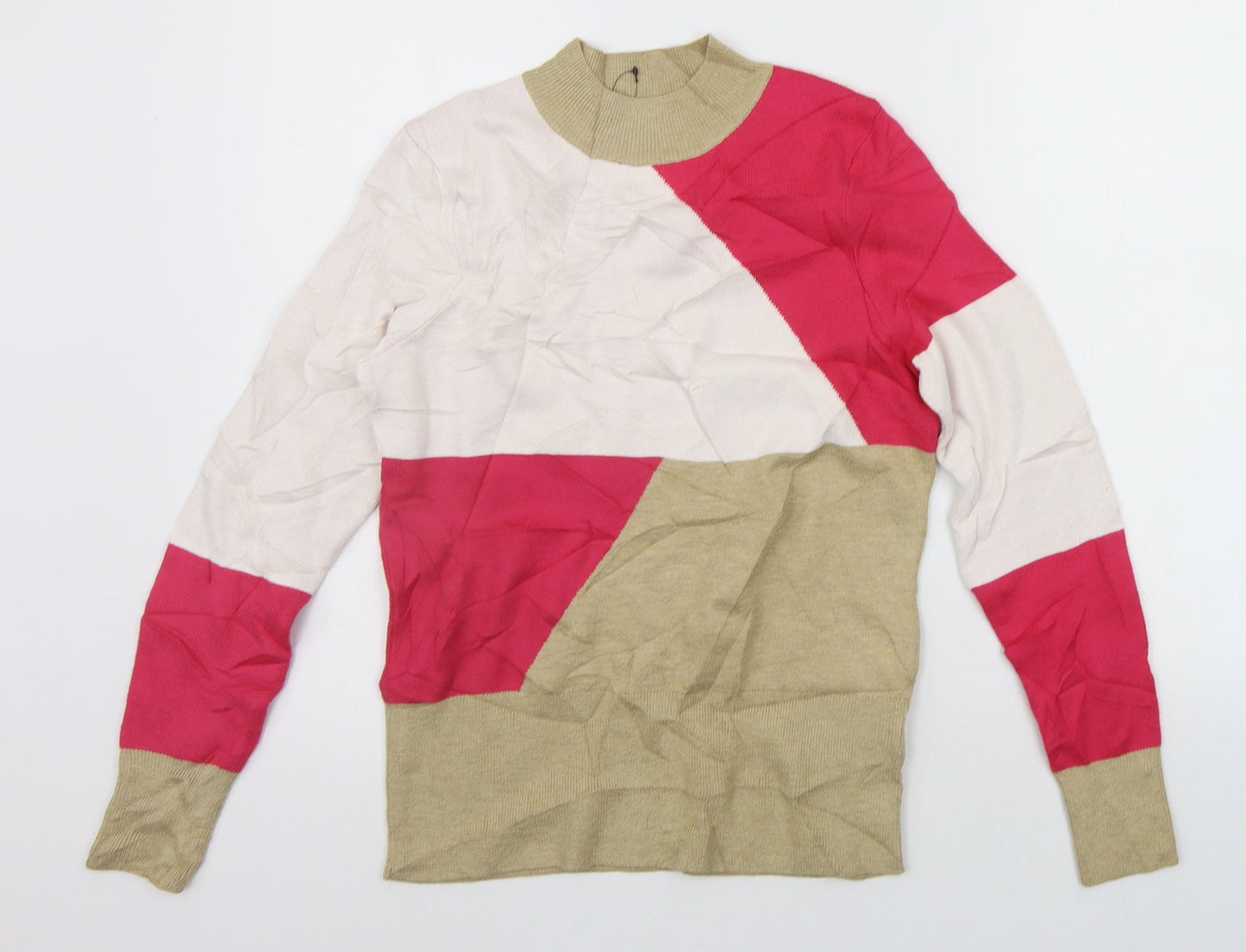 Marks and Spencer Womens White Geometric  Pullover Jumper Size 10