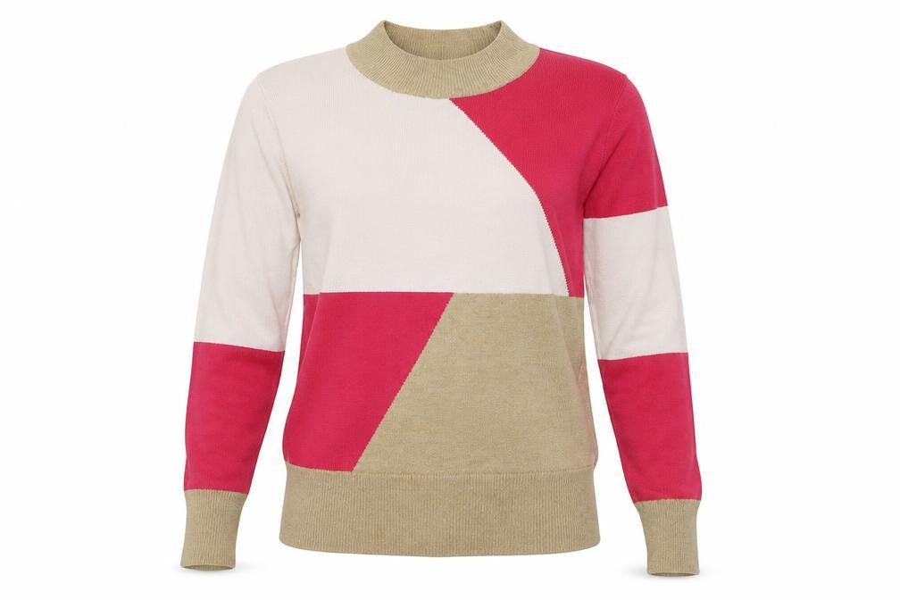 Marks and Spencer Womens White Geometric  Pullover Jumper Size 10