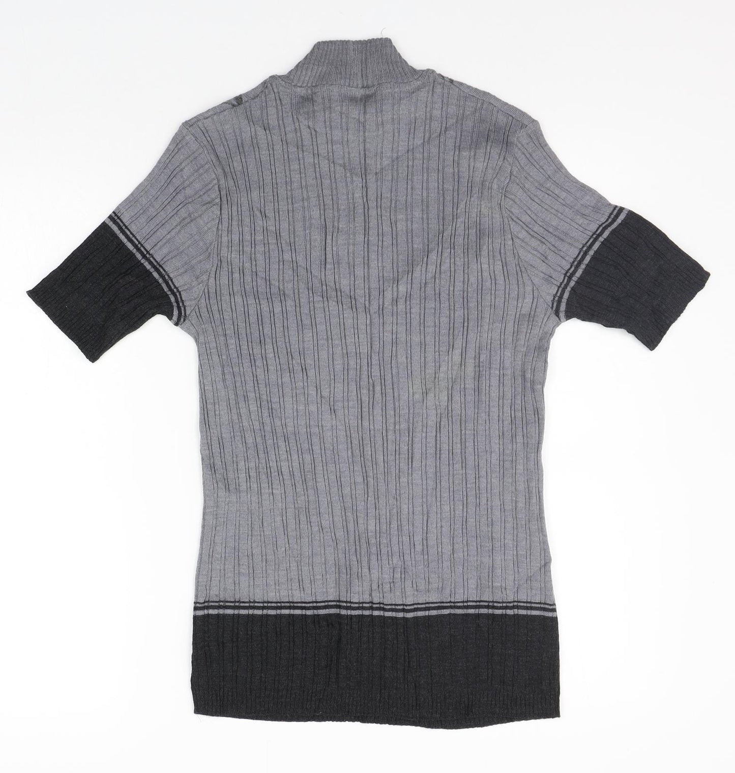 nina varese Womens Grey Geometric  Basic T-Shirt Size M