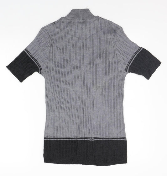 nina varese Womens Grey Geometric  Basic T-Shirt Size M