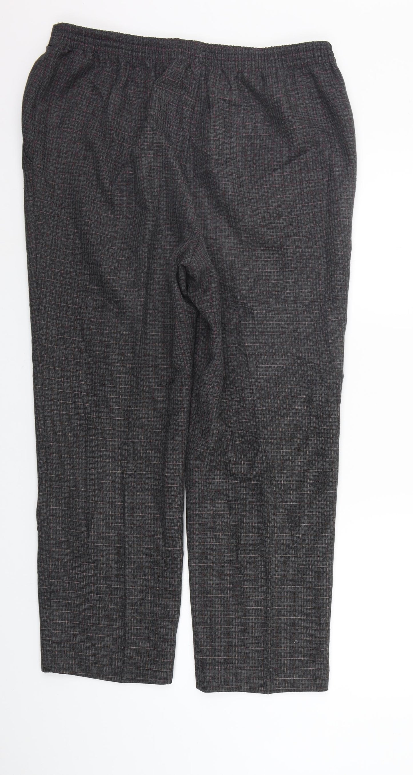 Marks and Spencer Womens Grey Check  Trousers  Size 16 L26 in - Elastic Waist Band
