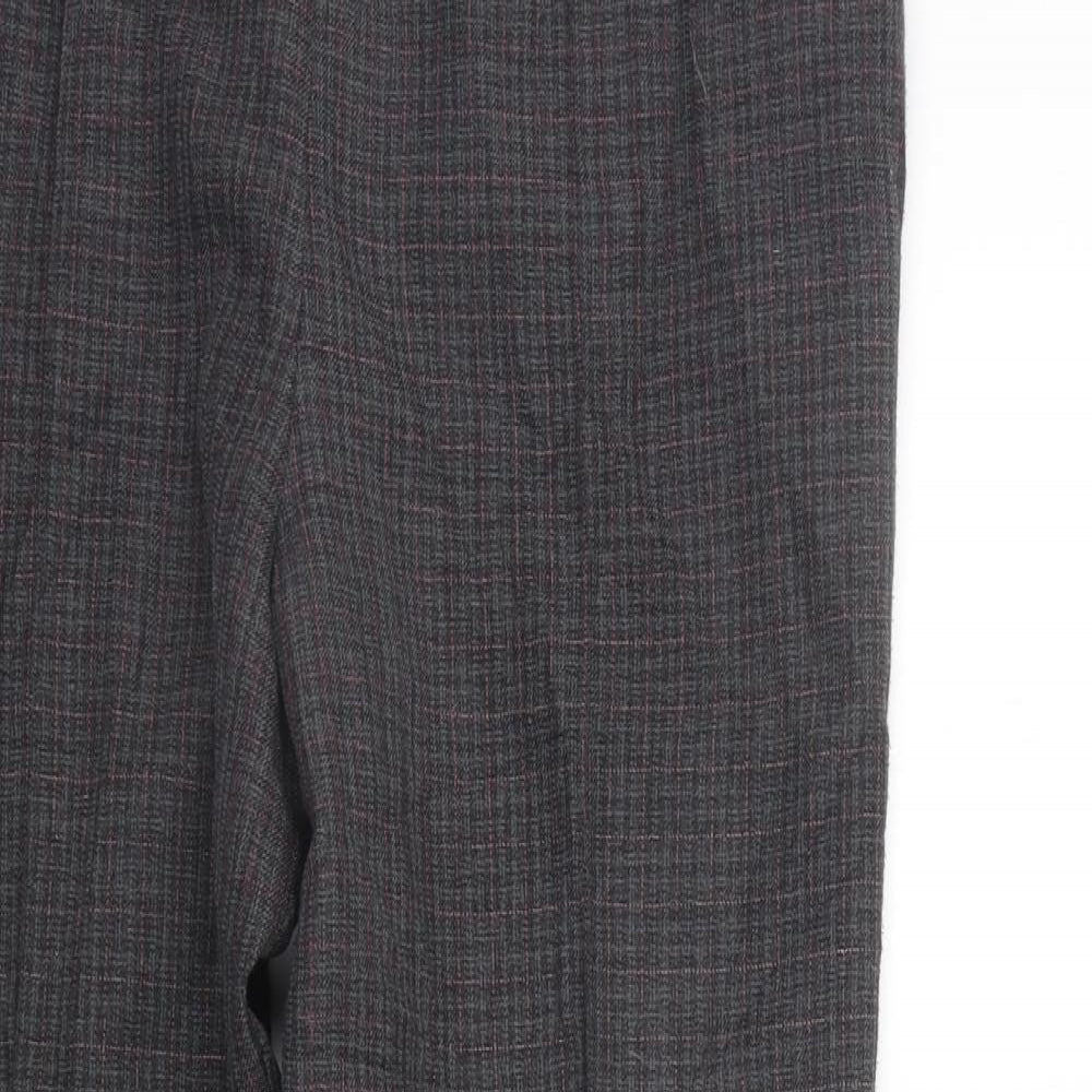 Marks and Spencer Womens Grey Check  Trousers  Size 16 L26 in - Elastic Waist Band