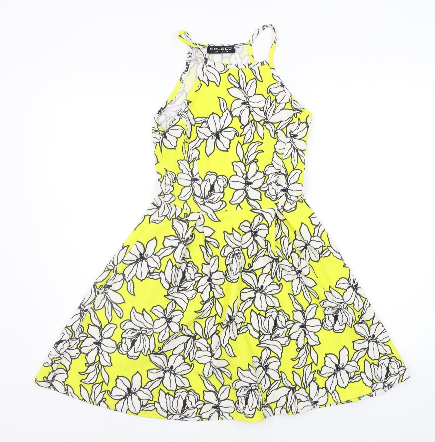 Select Womens Yellow Floral  A-Line  Size 6