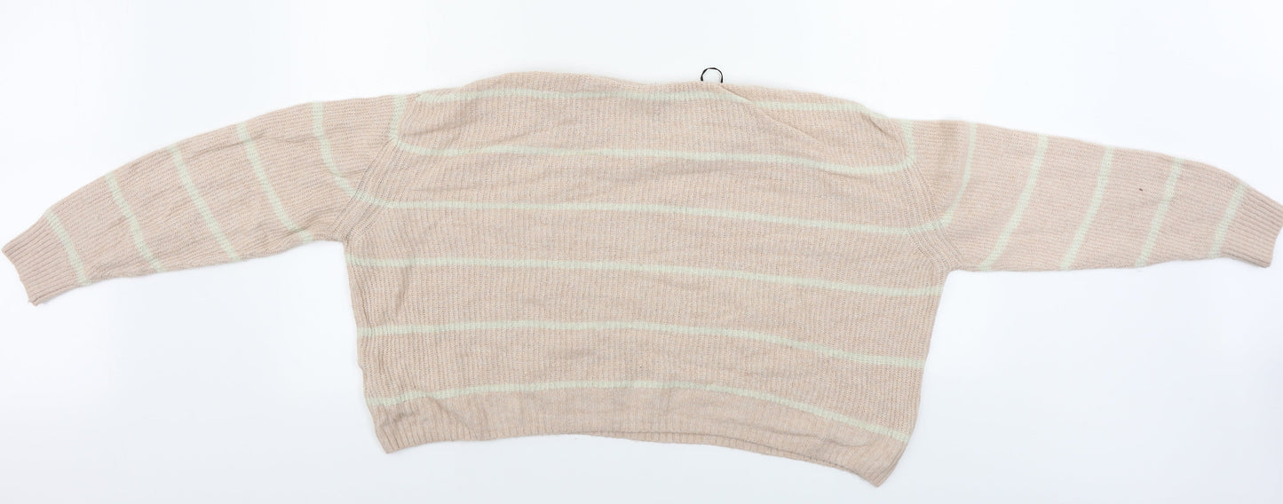 H&M  Womens Pink Striped  Pullover Jumper Size L