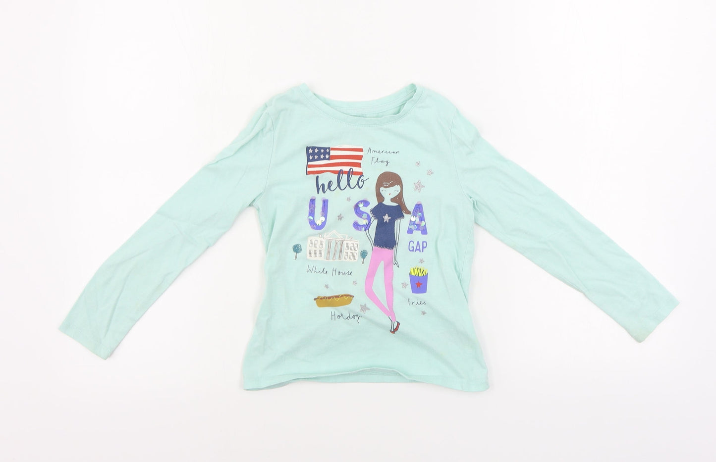 Gap  Girls Green   Basic T-Shirt Size 6-7 Years