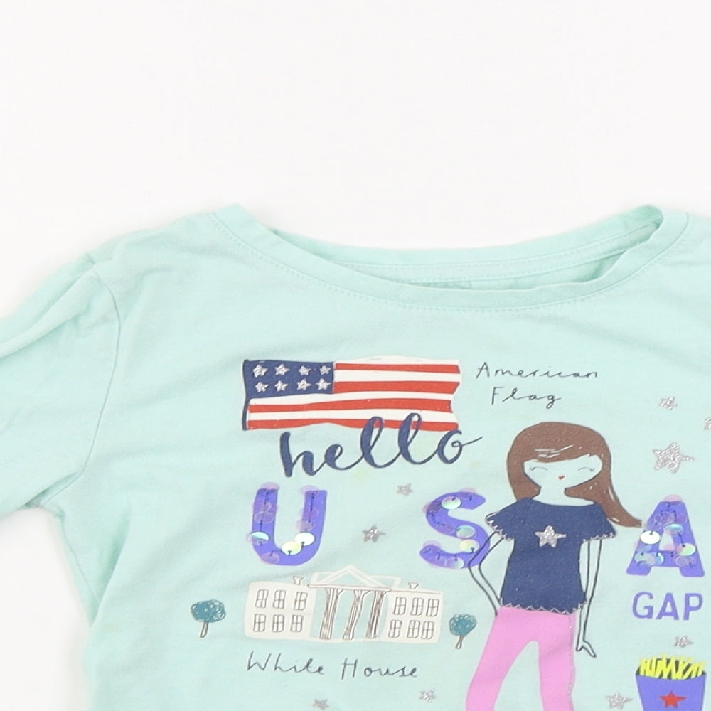 Gap  Girls Green   Basic T-Shirt Size 6-7 Years
