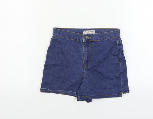 Additional front view of denim co women’s blue cut-off shorts, size UK 8