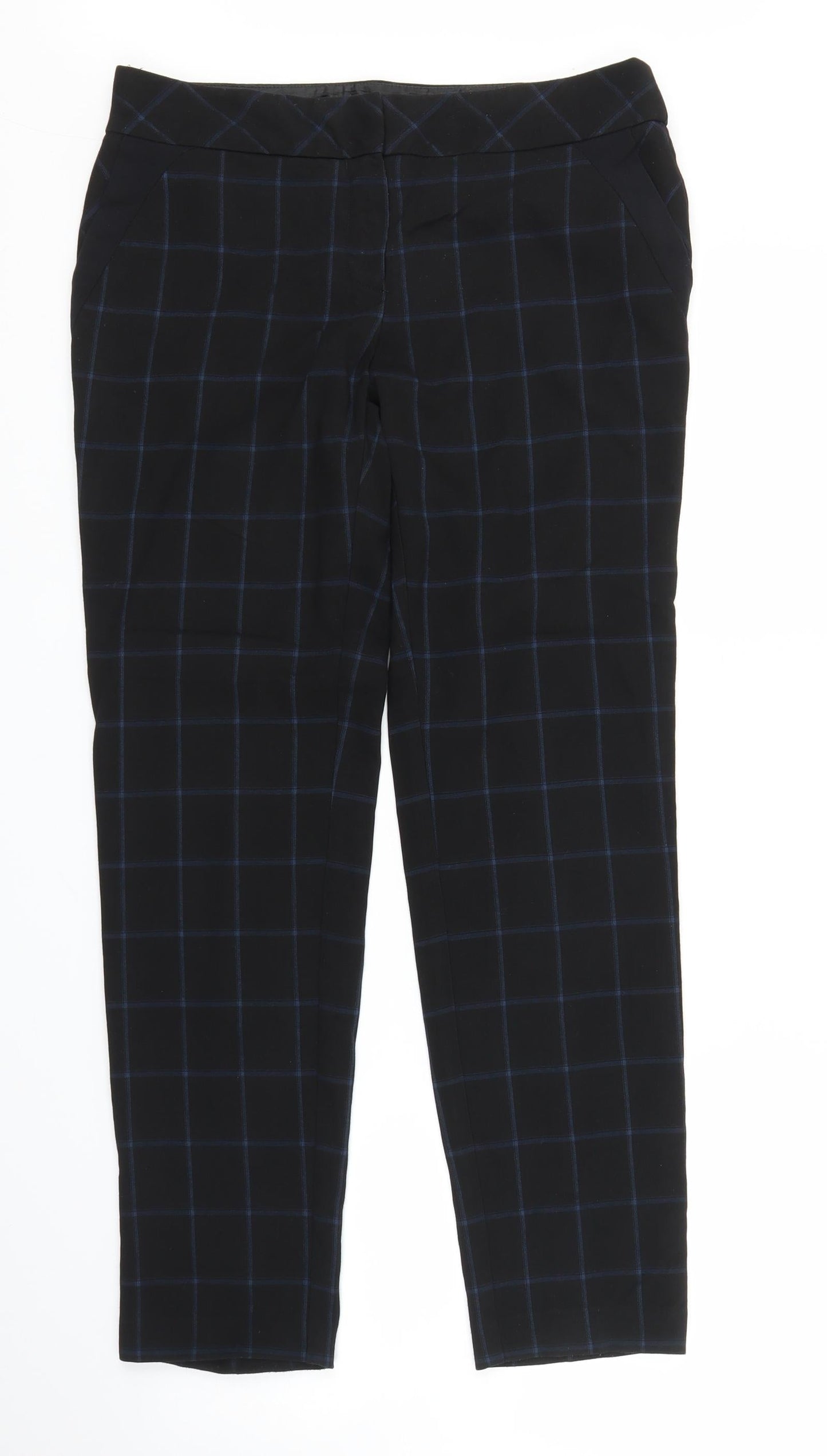 NEXT Womens Black Check  Carrot Trousers Size 10 L27 in
