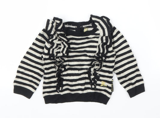 Baby K Girls Black Striped  Cardigan Jumper Size 6-9 Months