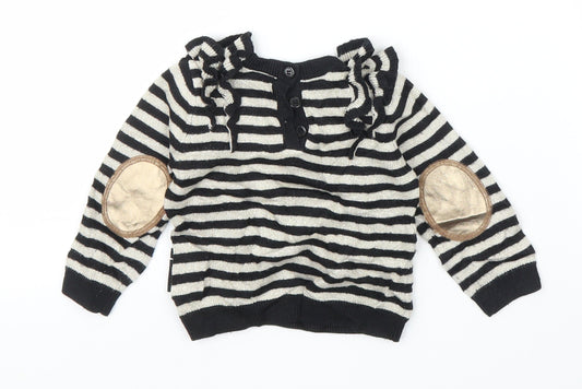 Baby K Girls Black Striped  Cardigan Jumper Size 6-9 Months