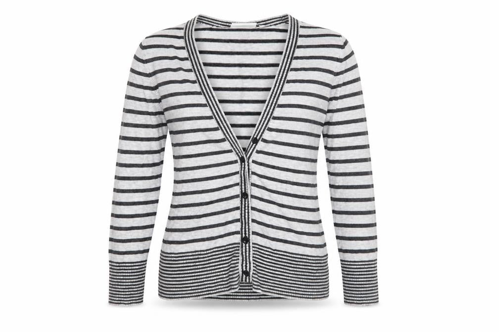 New Look Womens Grey Striped  Cardigan Jumper Size 10