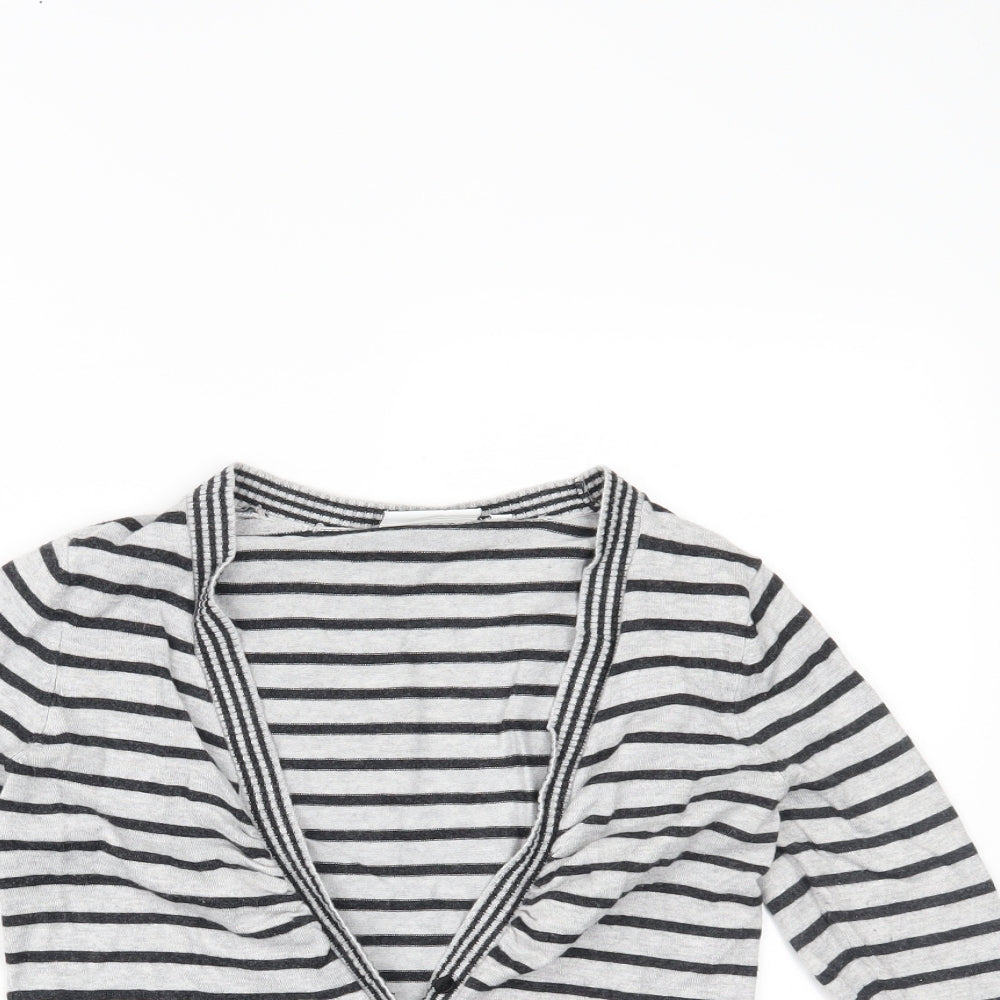 New Look Womens Grey Striped  Cardigan Jumper Size 10