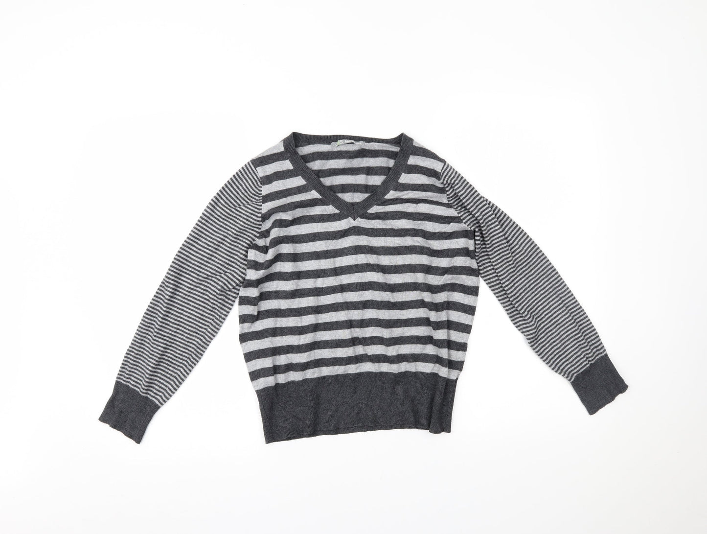 Marks and Spencer Womens Grey Striped  Pullover Jumper Size 14