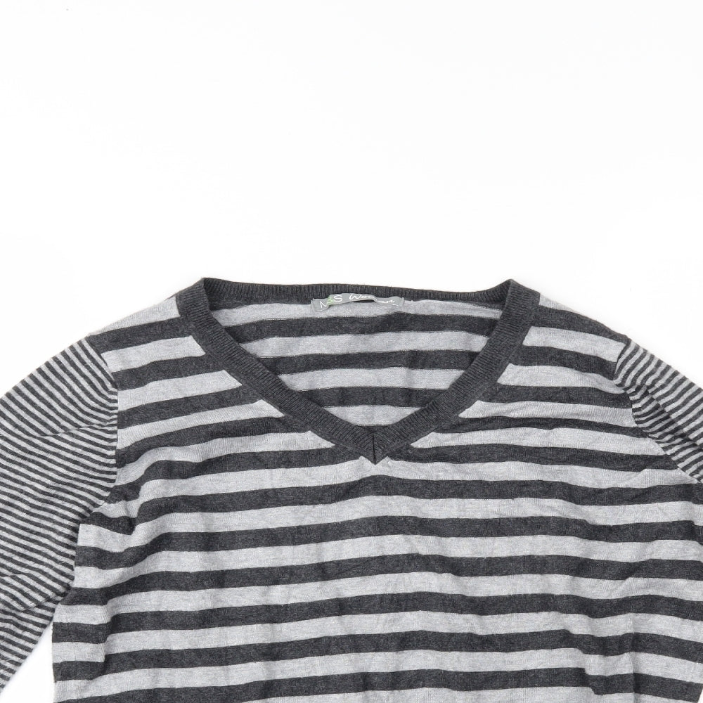Marks and Spencer Womens Grey Striped  Pullover Jumper Size 14