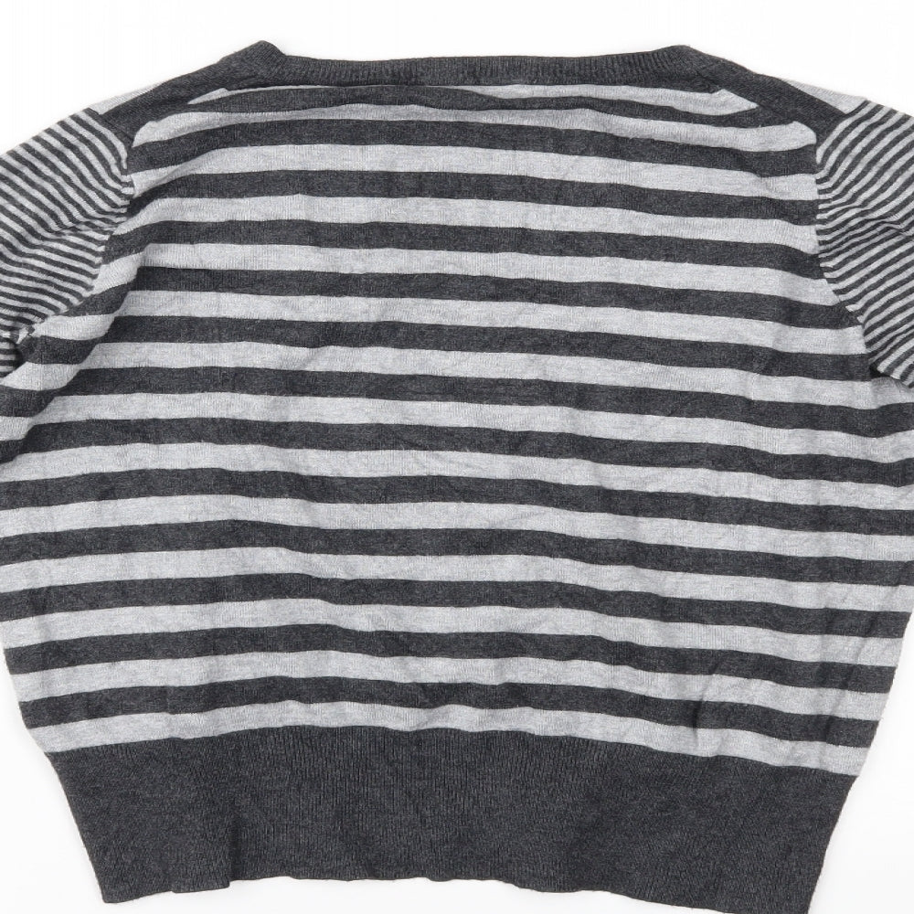 Marks and Spencer Womens Grey Striped  Pullover Jumper Size 14