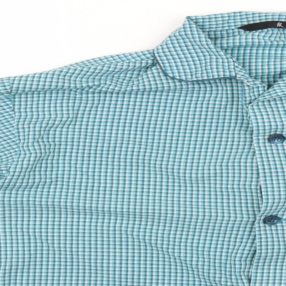 BHS Mens Green Check   Button-Up Size M