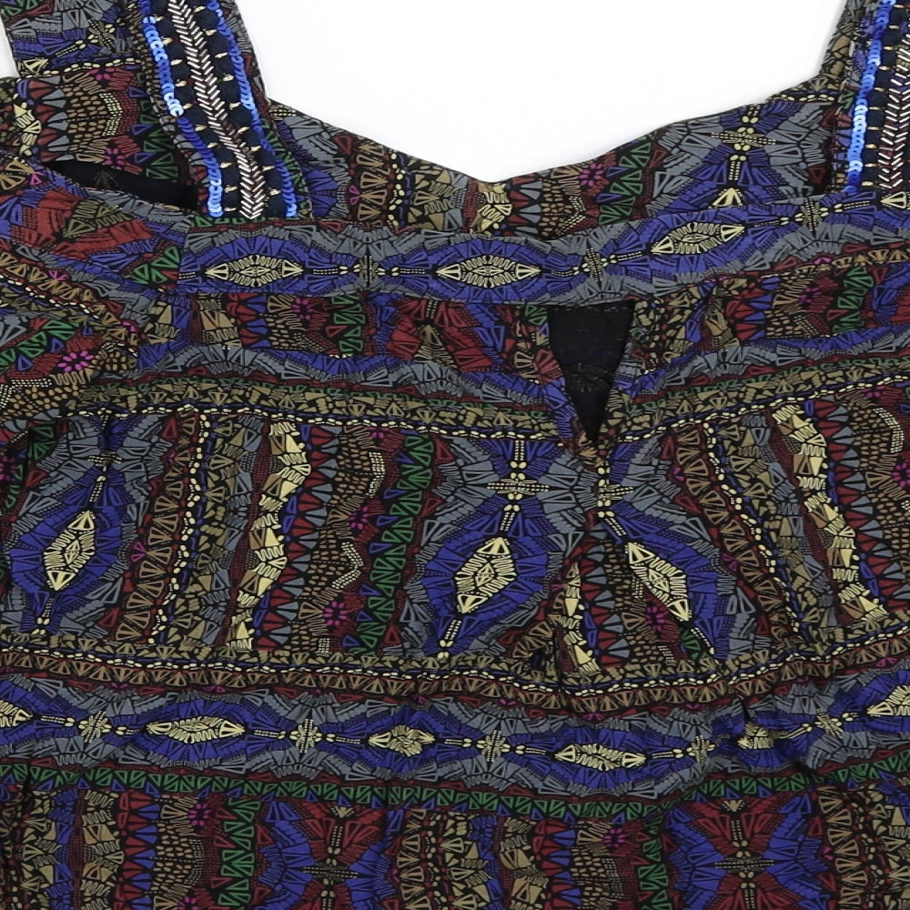 NEXT Womens Black Geometric  Basic Blouse Size 12