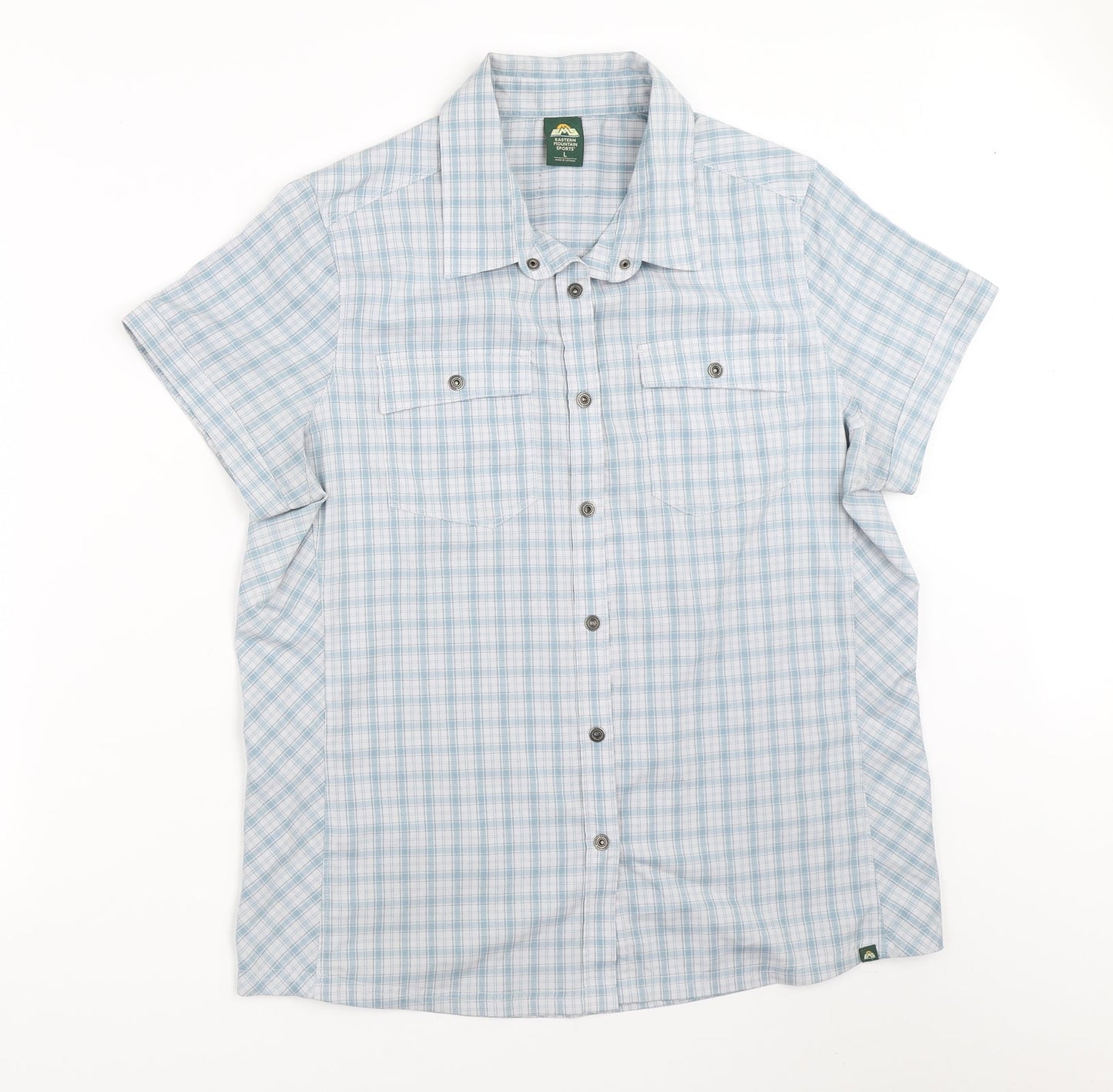 EASTERN MOUNTAIN SPORTS Mens Blue Check   Button-Up Size L