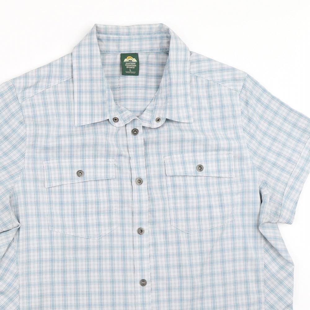 EASTERN MOUNTAIN SPORTS Mens Blue Check   Button-Up Size L