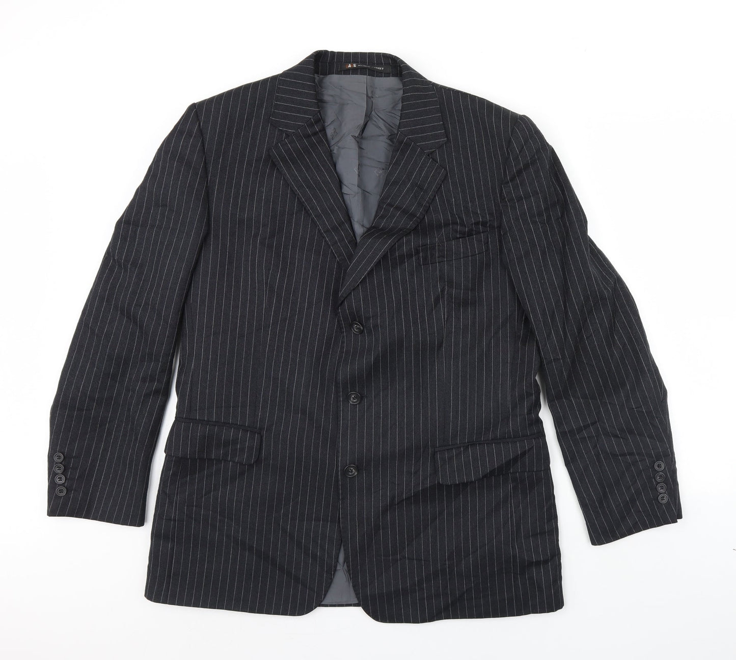 Oaks Mens Grey Striped  Jacket Blazer Size 42  - Shoulder Pads