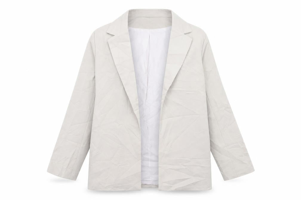 Front view of Missguided women’s ivory jacket blazer, size UK 12, - shoulder pads