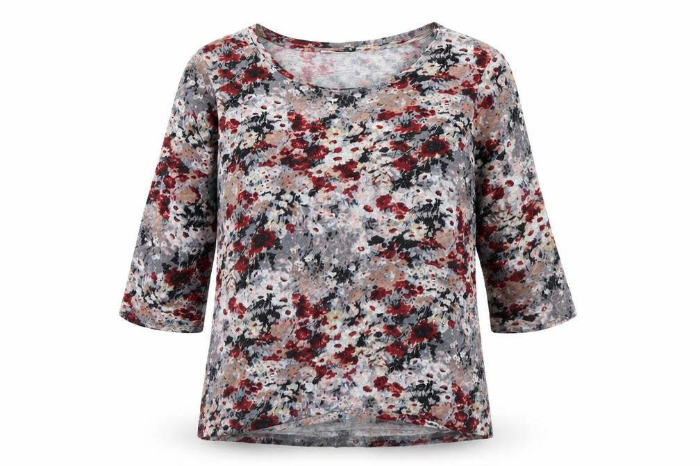 Damart Womens Grey Floral  Pullover Jumper Size 14