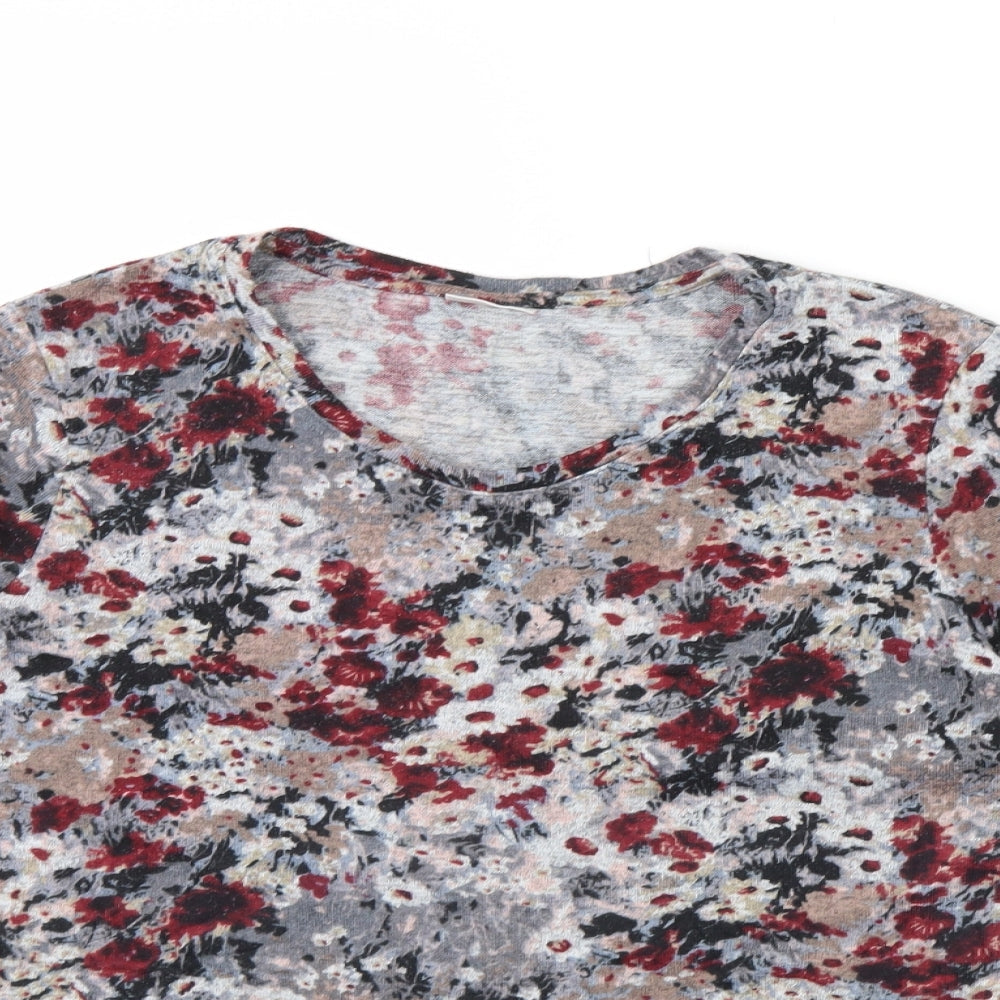 Damart Womens Grey Floral  Pullover Jumper Size 14
