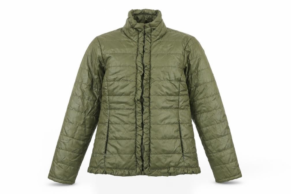 Front view of Preworn girls’ green rain coat coat, size 14, years