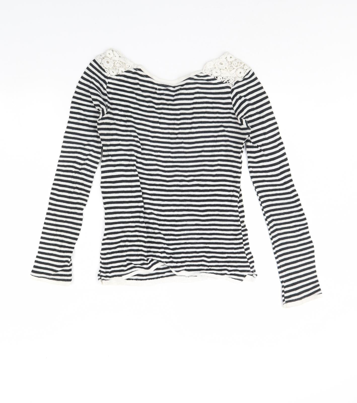 Bershka Womens Blue Striped  Pullover Jumper Size M