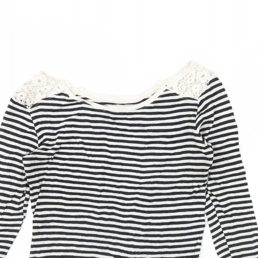 Bershka Womens Blue Striped  Pullover Jumper Size M