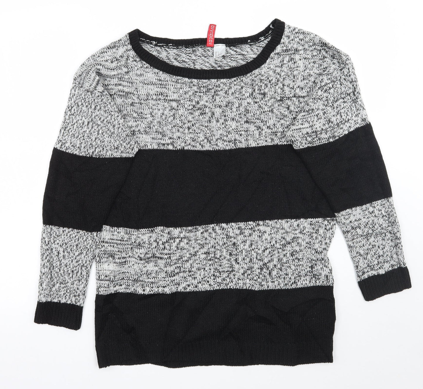 H&M Womens Black Striped  Pullover Jumper Size S