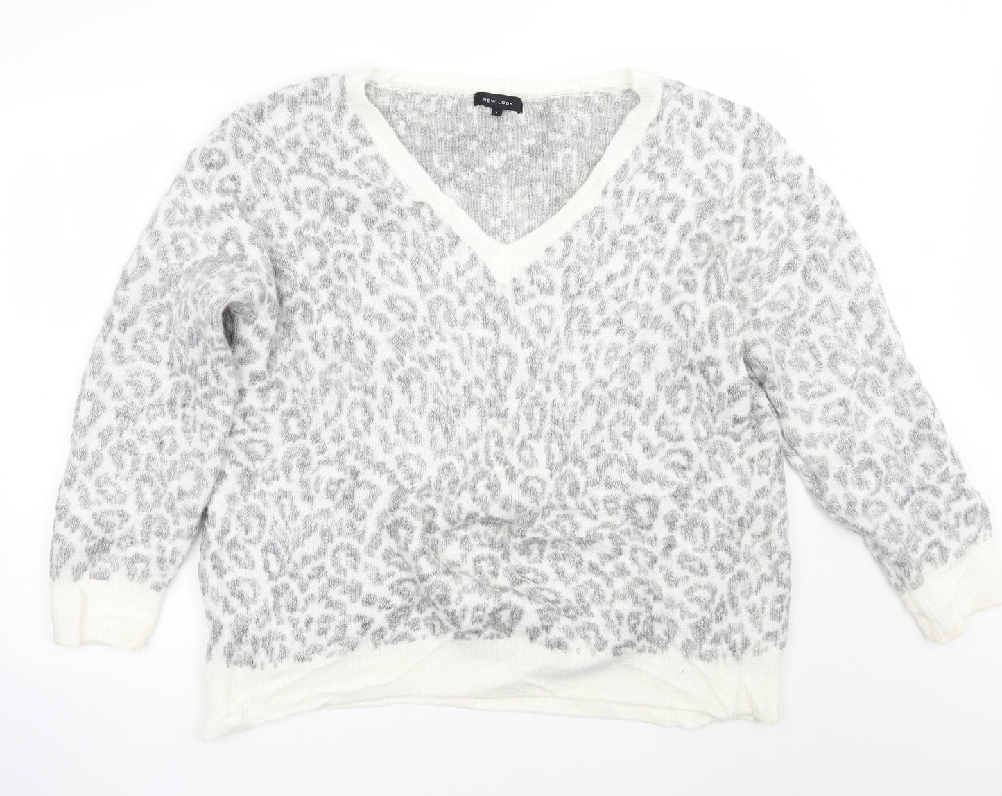Newlook Womens Grey Animal Print  Pullover Jumper Size L