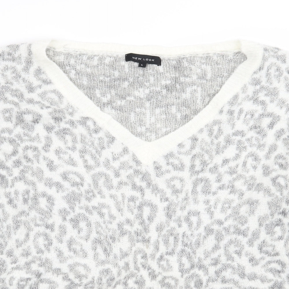Newlook Womens Grey Animal Print  Pullover Jumper Size L