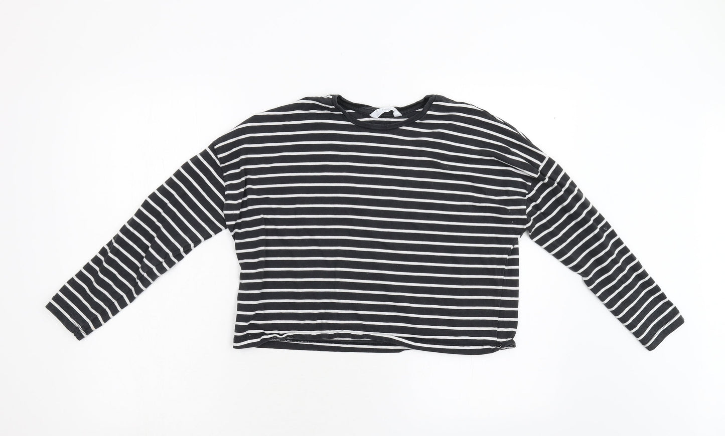 MNG Girls Black Striped  Basic T-Shirt Size 13-14 Years
