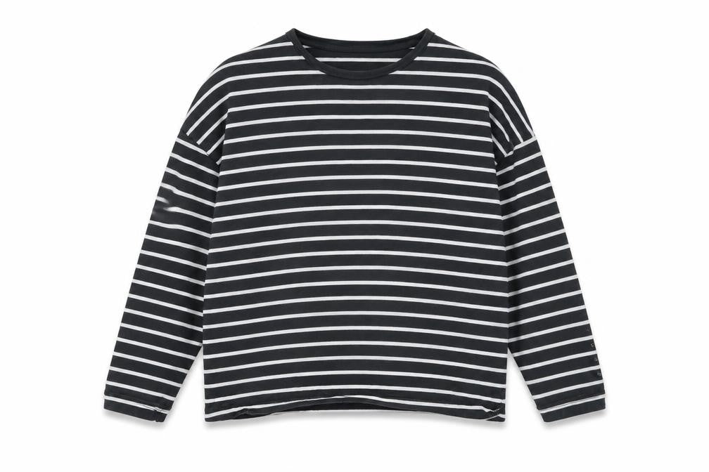 MNG Girls Black Striped  Basic T-Shirt Size 13-14 Years