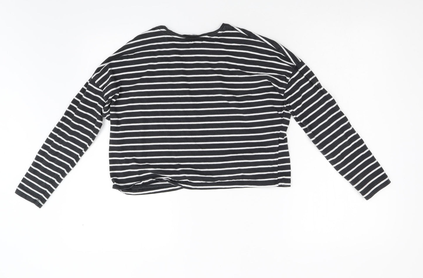 MNG Girls Black Striped  Basic T-Shirt Size 13-14 Years