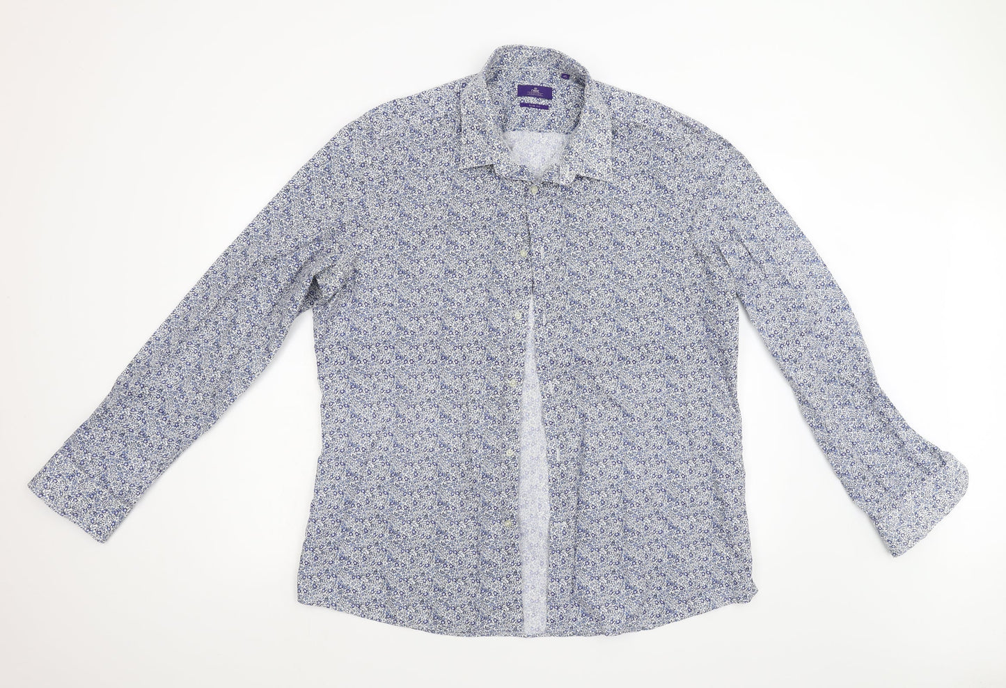 NEXT Mens Blue Floral   Button-Up Size 18