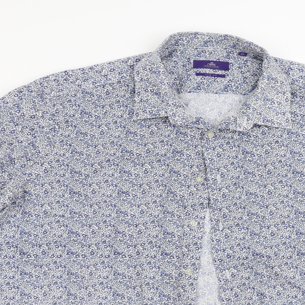 NEXT Mens Blue Floral   Button-Up Size 18