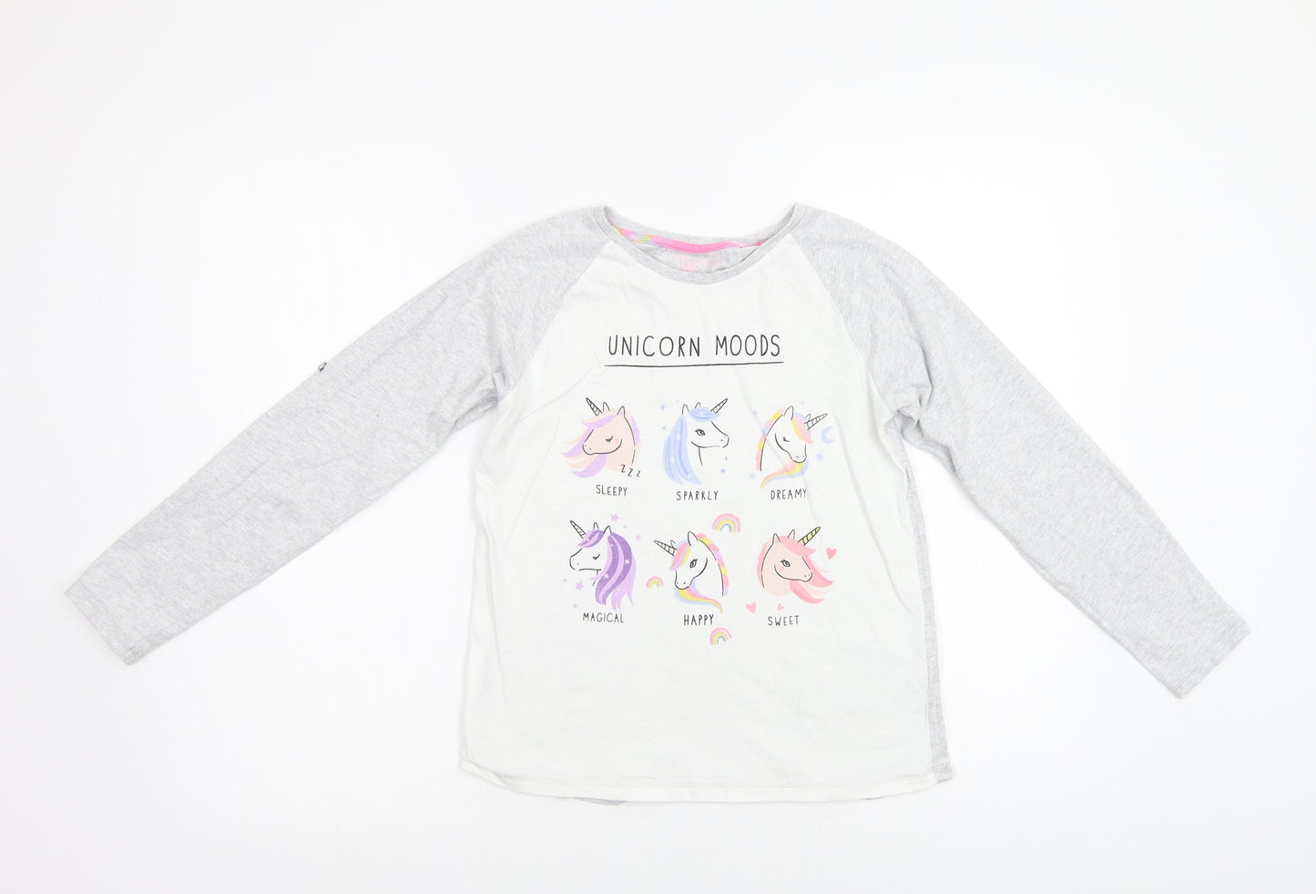 TU Girls White   Top Pyjama Top Size 10 Years  - Unicorn