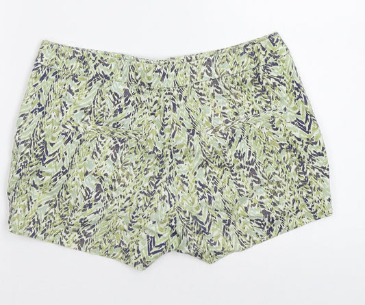 H&M Womens Green Animal Print  Bermuda Shorts Size 6