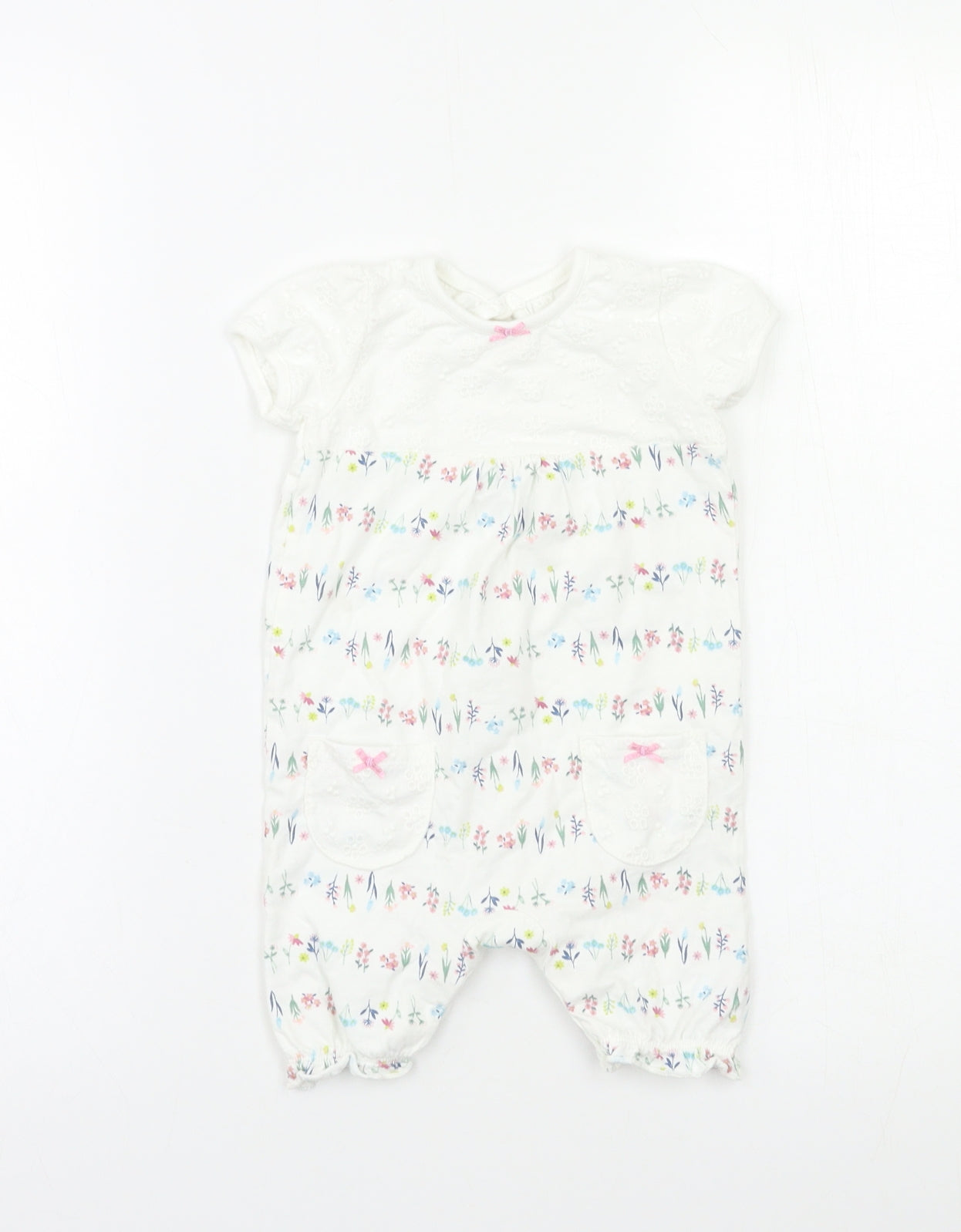 George Baby White Floral  Babygrow One-Piece Size 3-6 Months