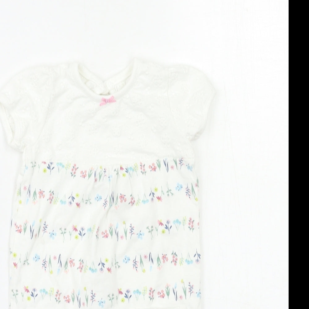 George Baby White Floral  Babygrow One-Piece Size 3-6 Months