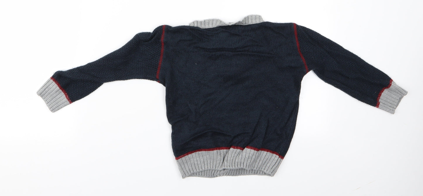 Florence and Fred Boys Black Animal Print  Pullover Jumper Size 2-3 Years  - chrisstmas jumper