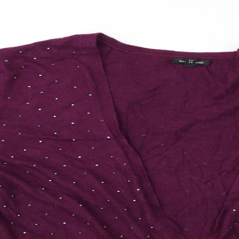 River Island Womens Purple   Cape Jumper Size 12  - River Island beaded cardigan