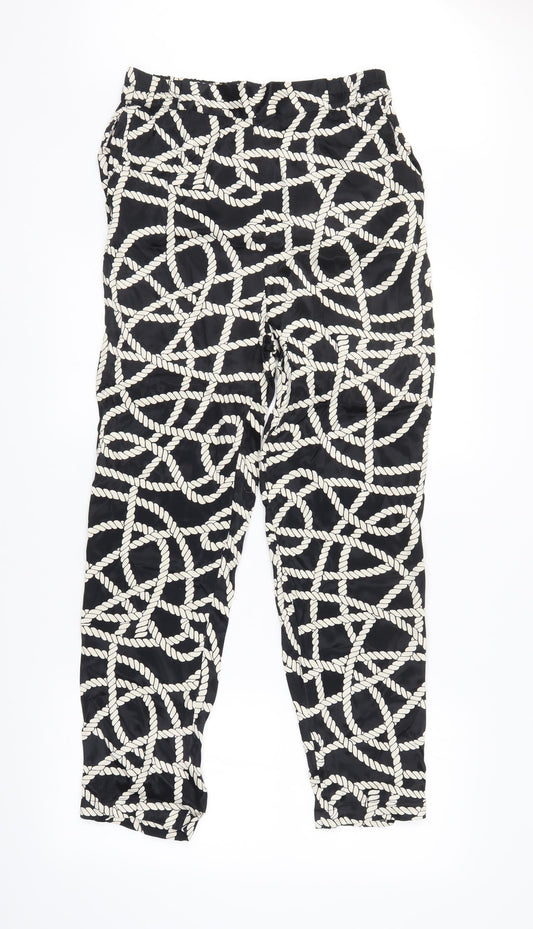 Nooki London Womens Black Geometric  Trousers  Size S L30 in
