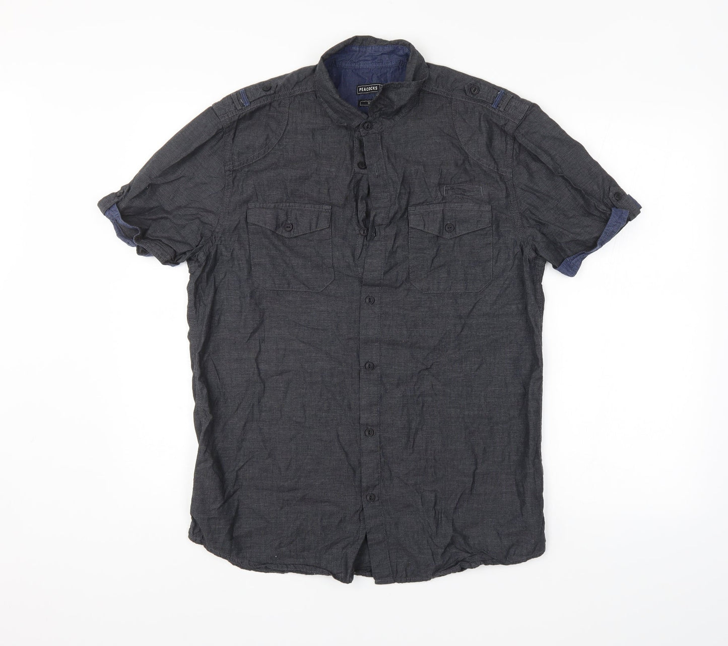 Peacocks Mens Grey    Button-Up Size M