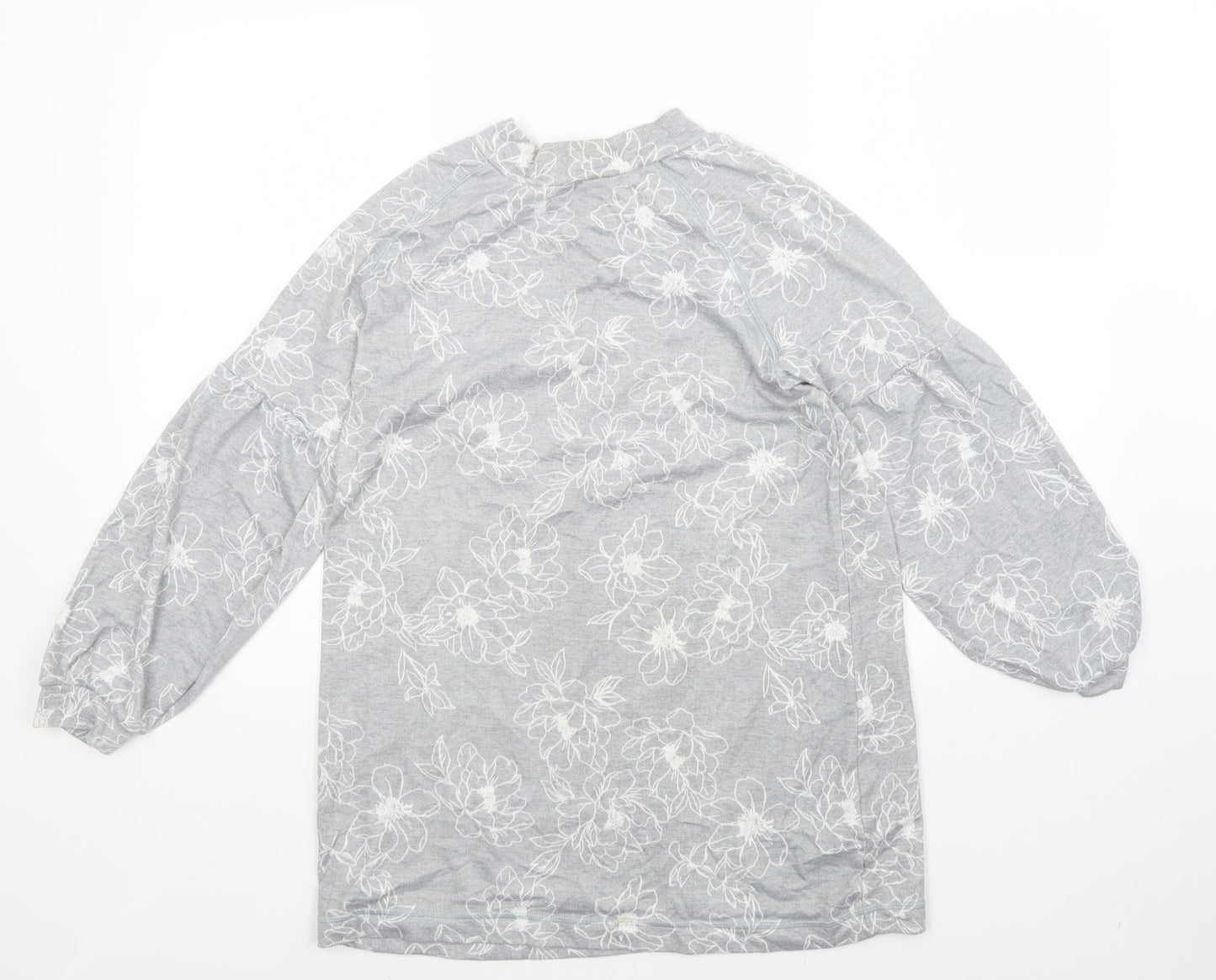 M&S Womens Grey Floral  Pullover Jumper Size 12